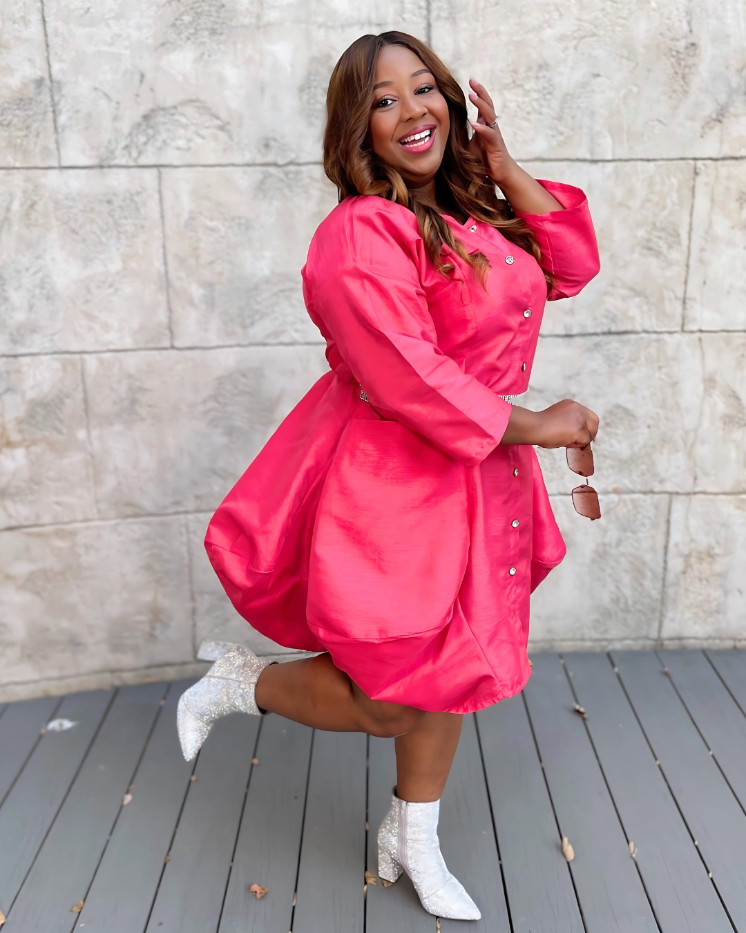 Balloon Dress Pink Sassie Girl Fashion