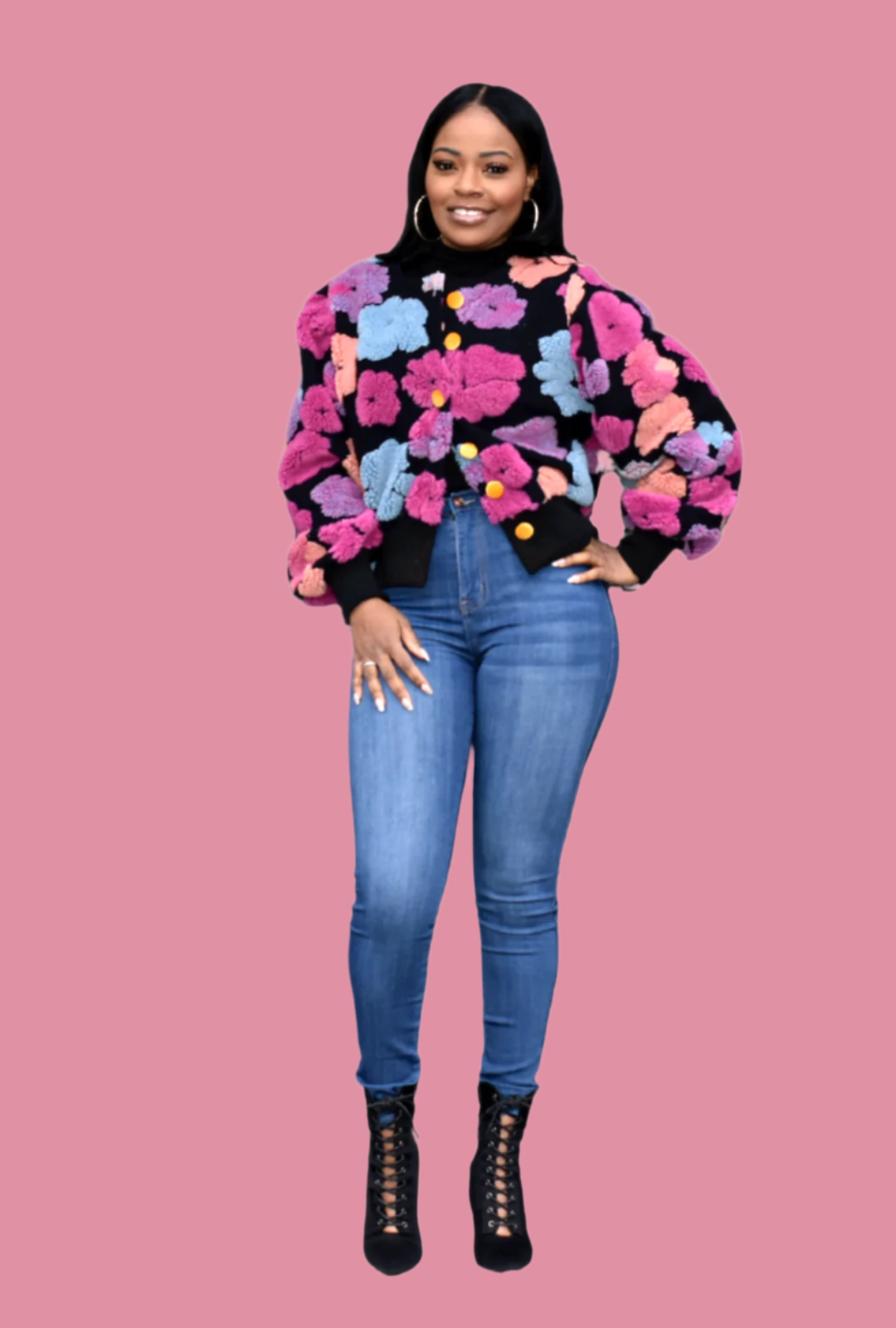 Plus size 2025 floral bomber jacket