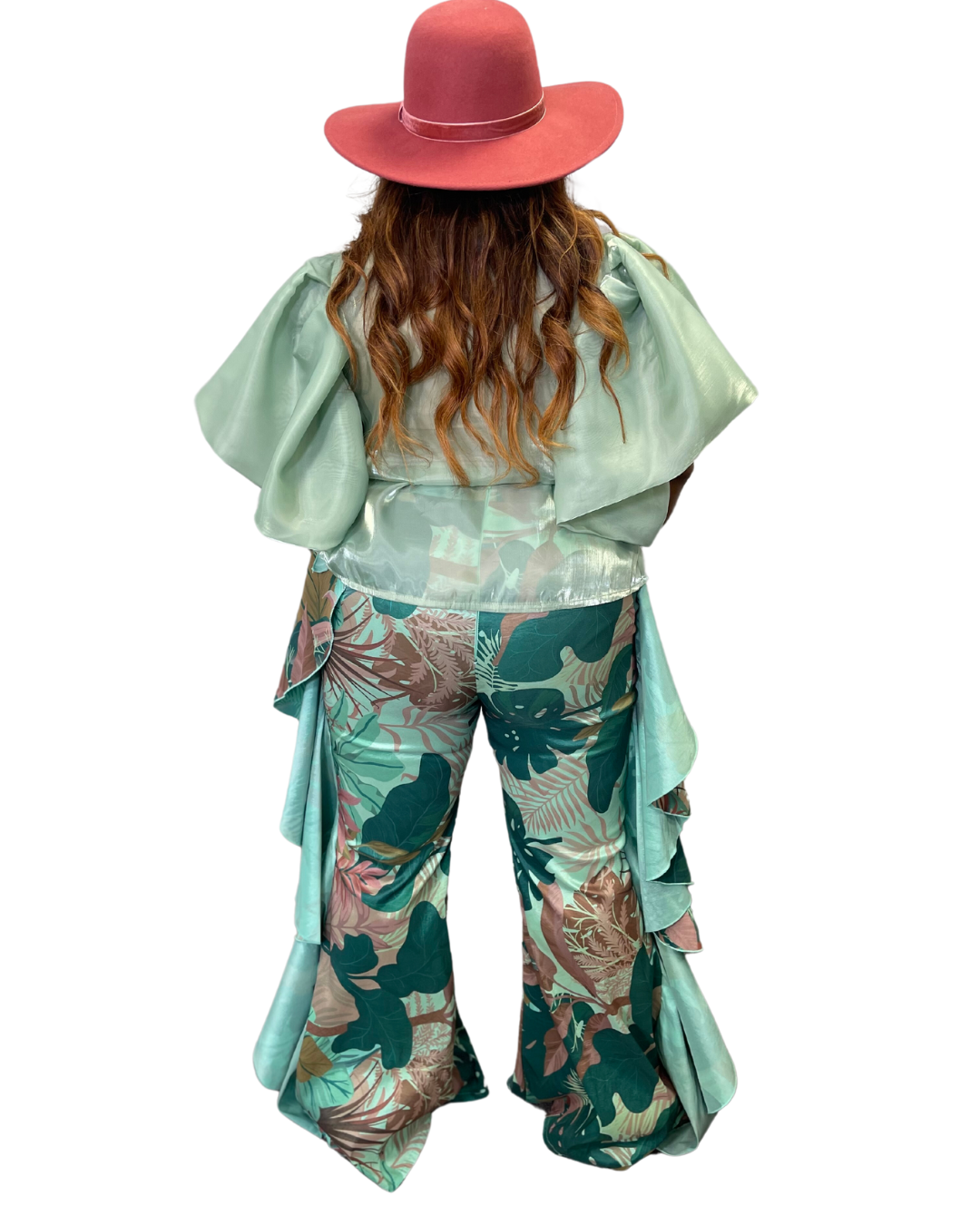 Floral Ruffle High Waist Pants