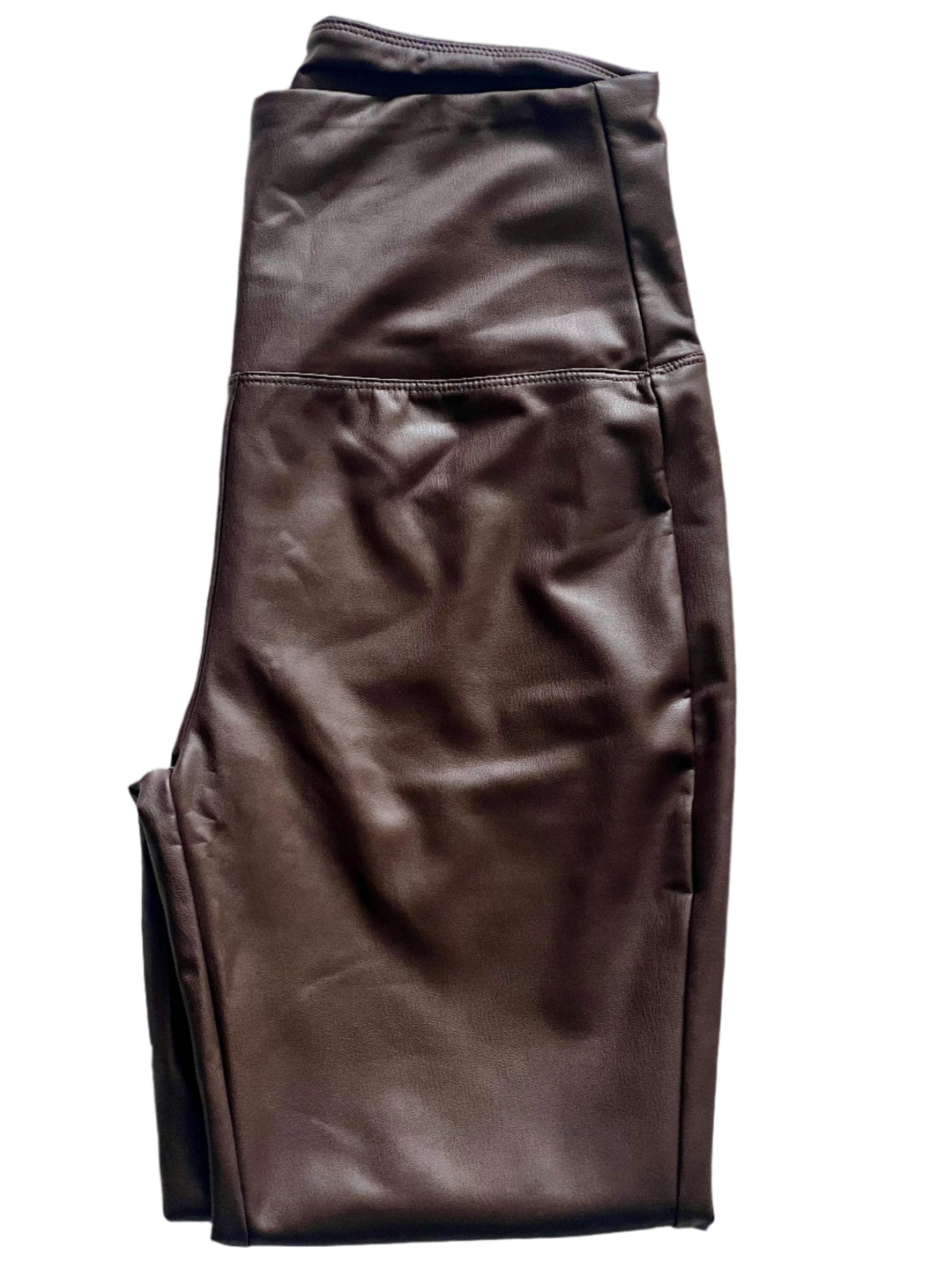 High Waisted Vegan Leather Leggings Assorted Colors(Carmel, Chocolate, Black, Wine, Olive, Purple