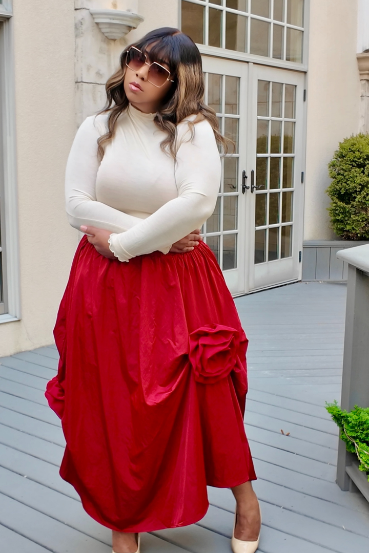 Rosette Drama Skirt